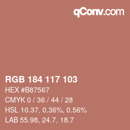 Color code: RGB 184 117 103 | qconv.com