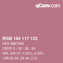 Color code: RGB 184 117 133 | qconv.com
