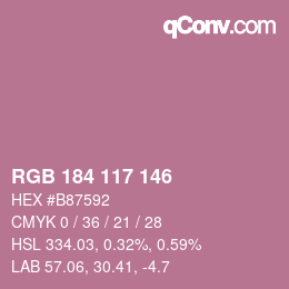 Color code: RGB 184 117 146 | qconv.com