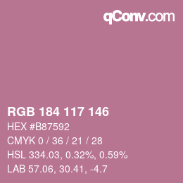 Color code: RGB 184 117 146 | qconv.com