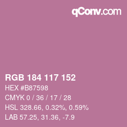 Color code: RGB 184 117 152 | qconv.com