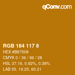 Color code: RGB 184 117 8 | qconv.com