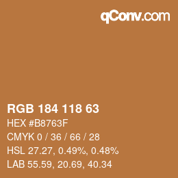 Código de color: RGB 184 118 63 | qconv.com