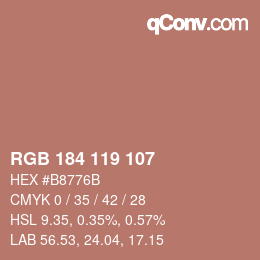 Farbcode: RGB 184 119 107 | qconv.com