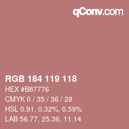 カラーコード: RGB 184 119 118 | qconv.com