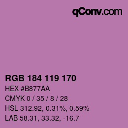 カラーコード: RGB 184 119 170 | qconv.com