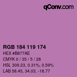 カラーコード: RGB 184 119 174 | qconv.com