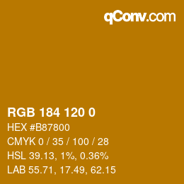 颜色代码: RGB 184 120 0 | qconv.com