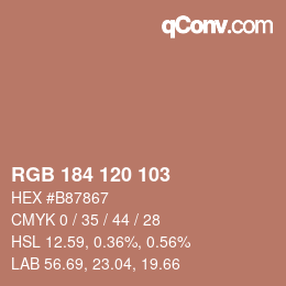 颜色代码: RGB 184 120 103 | qconv.com