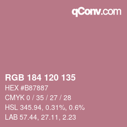 カラーコード: RGB 184 120 135 | qconv.com