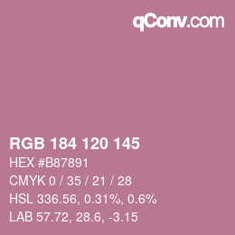 カラーコード: RGB 184 120 145 | qconv.com