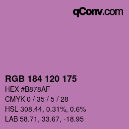 カラーコード: RGB 184 120 175 | qconv.com