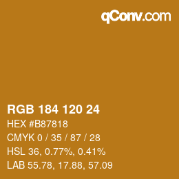 カラーコード: RGB 184 120 24 | qconv.com