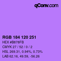 カラーコード: RGB 184 120 251 | qconv.com