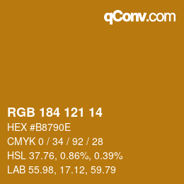 カラーコード: RGB 184 121 14 | qconv.com