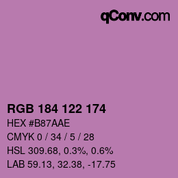 Código de color: RGB 184 122 174 | qconv.com
