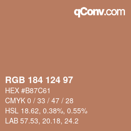 颜色代码: RGB 184 124 97 | qconv.com