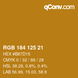 Color code: RGB 184 125 21 | qconv.com