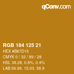 Color code: RGB 184 125 21 | qconv.com