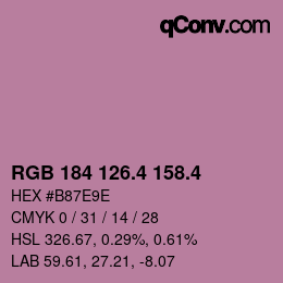 カラーコード: RGB 184 126.4 158.4 | qconv.com