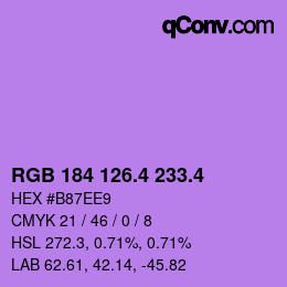 カラーコード: RGB 184 126.4 233.4 | qconv.com