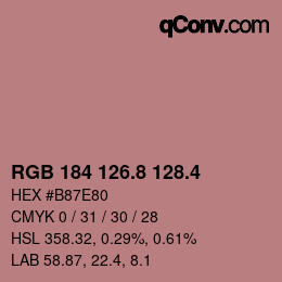 カラーコード: RGB 184 126.8 128.4 | qconv.com