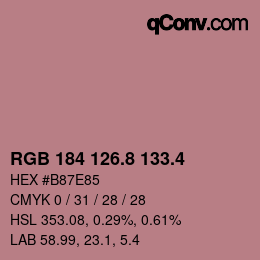 カラーコード: RGB 184 126.8 133.4 | qconv.com