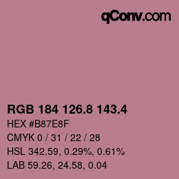 カラーコード: RGB 184 126.8 143.4 | qconv.com
