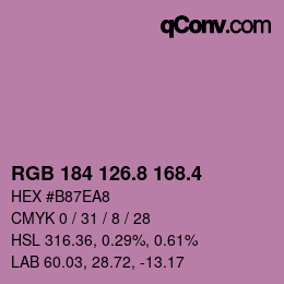 カラーコード: RGB 184 126.8 168.4 | qconv.com