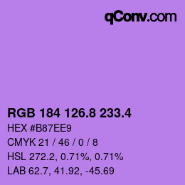カラーコード: RGB 184 126.8 233.4 | qconv.com