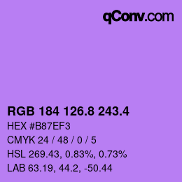 カラーコード: RGB 184 126.8 243.4 | qconv.com