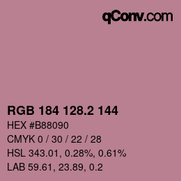 カラーコード: RGB 184 128.2 144 | qconv.com