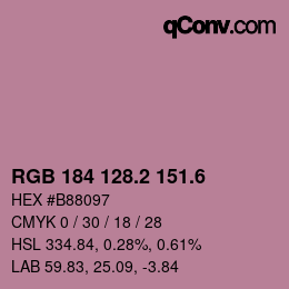 カラーコード: RGB 184 128.2 151.6 | qconv.com