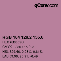 カラーコード: RGB 184 128.2 156.6 | qconv.com