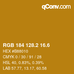 カラーコード: RGB 184 128.2 16.6 | qconv.com