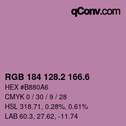 カラーコード: RGB 184 128.2 166.6 | qconv.com