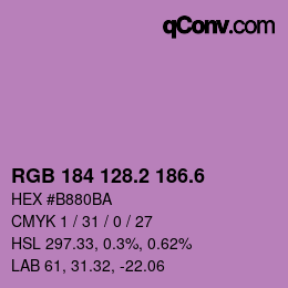 カラーコード: RGB 184 128.2 186.6 | qconv.com