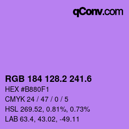 カラーコード: RGB 184 128.2 241.6 | qconv.com
