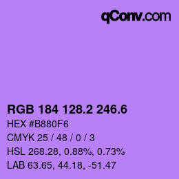 カラーコード: RGB 184 128.2 246.6 | qconv.com