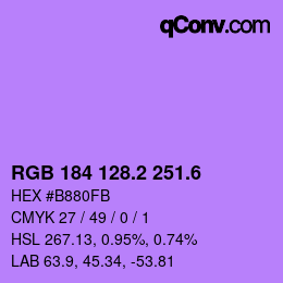 カラーコード: RGB 184 128.2 251.6 | qconv.com