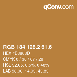 カラーコード: RGB 184 128.2 61.6 | qconv.com