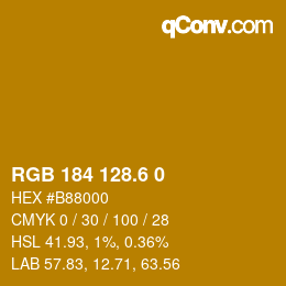 カラーコード: RGB 184 128.6 0 | qconv.com