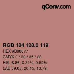 カラーコード: RGB 184 128.6 119 | qconv.com
