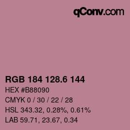 カラーコード: RGB 184 128.6 144 | qconv.com