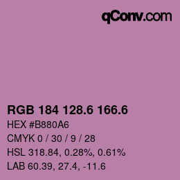 カラーコード: RGB 184 128.6 166.6 | qconv.com