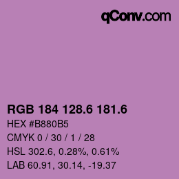 カラーコード: RGB 184 128.6 181.6 | qconv.com