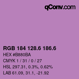 カラーコード: RGB 184 128.6 186.6 | qconv.com