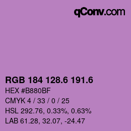 カラーコード: RGB 184 128.6 191.6 | qconv.com