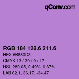 カラーコード: RGB 184 128.6 211.6 | qconv.com