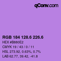 カラーコード: RGB 184 128.6 226.6 | qconv.com